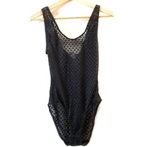For Love & Lemons Black Lace One piece Skivvies Size SMALL